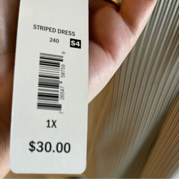 NWT STRIPED VARIOUS WAYS FLATTERING ON EVERYONE DRESS PAST KNEES 1X FITS LIKE LG - Picture 12 of 13